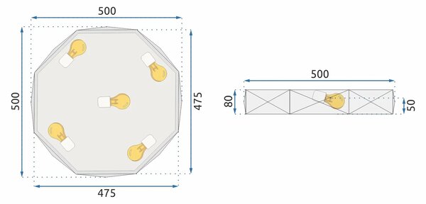 Φωτιστικό Plafon Diamond APP863-C 50 cm Μαύρο