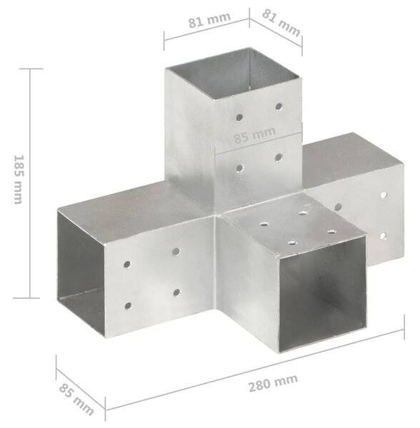VidaXL Σύνδεσμοι Στύλου Σχήμα X 4 τεμ. 81x81 χιλ. Γαλβανισμένο Μέταλλο