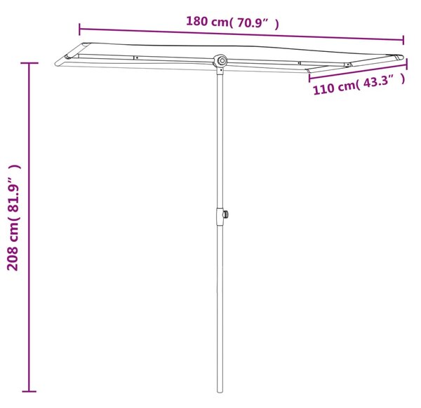 VidaXL Ομπρέλα Κήπου Τερακότα 180 x 110 εκ. με Ιστό Αλουμινίου