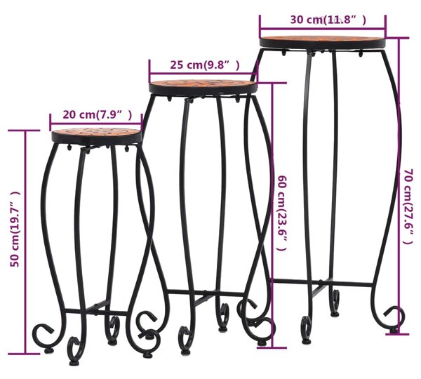 VidaXL Τραπέζια «Μωσαϊκό» 3 Τεμ. Χρώμα Τερακότα Κεραμικά