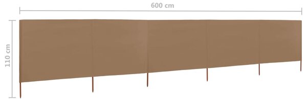 VidaXL Προστατευτικό Αέρα με 5 Πάνελ Taupe 600 x 80 εκ. Υφασμάτινο