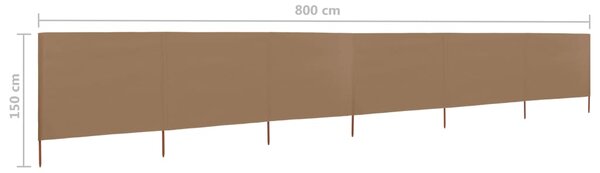 VidaXL Προστατευτικό Αέρα με 6 Πάνελ Taupe 800 x 120 εκ. Υφασμάτινο