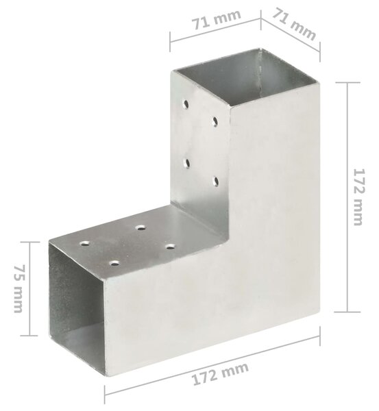 VidaXL Σύνδεσμοι Στύλου Σχήμα L 4 τεμ. 71x71 χιλ. Γαλβανισμένο Μέταλλο