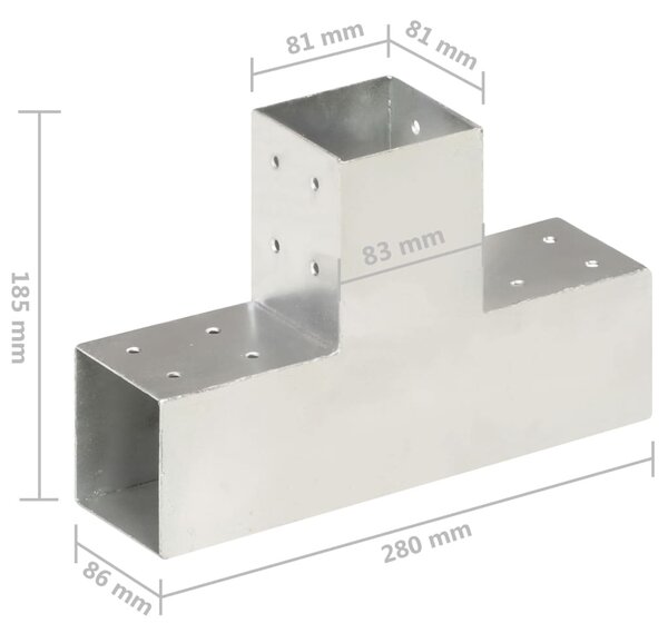 VidaXL Σύνδεσμοι Στύλου Σχήμα T 4 τεμ. 81x81 χιλ. Γαλβανισμένο Μέταλλο