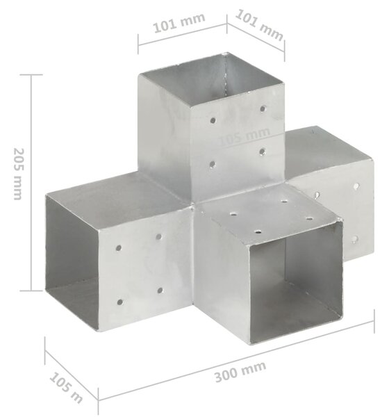 VidaXL Σύνδεσμοι Στύλου Σχήμα X 4 τεμ. 101x101 χιλ. Γαλβανισμ. Μέταλλο