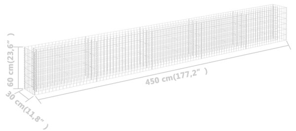 VidaXL Συρματοκιβώτιο-Γλάστρα Υπερυψωμένη 450x30x60 εκ. Γαλβ. Χάλυβας