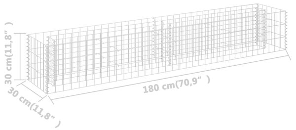 VidaXL Συρματοκιβώτιο-Γλάστρα Υπερυψωμένη 180x30x30 εκ. Γαλβ. Χάλυβας