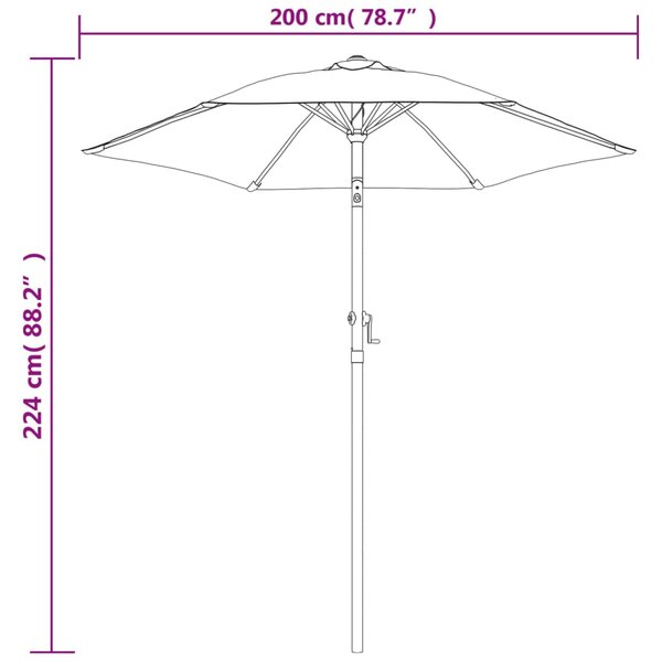 VidaXL Ομπρέλα Μπλε 200 x 224 εκ. Αλουμινίου