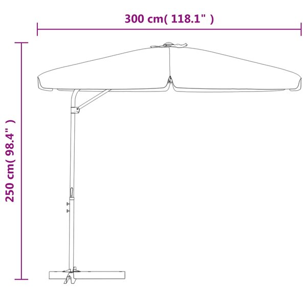VidaXL Ομπρέλα Κήπου Αζούρ Μπλε 300 εκ. με Ατσάλινο Ιστό