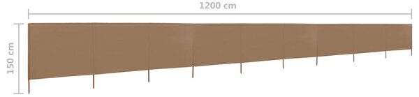 VidaXL Προστατευτικό Αέρα με 9 Πάνελ Taupe 1200 x 120 εκ. Υφασμάτινο