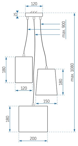 Μοντέρνο φωτιστικό οροφής APP971-3cp Μίγμα χρωμάτων