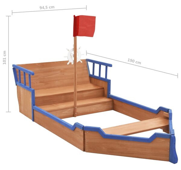 VidaXL Αμμοδόχος Πειρατικό Καράβι 190x94,5x101 εκ. από Ξύλο Ελάτης