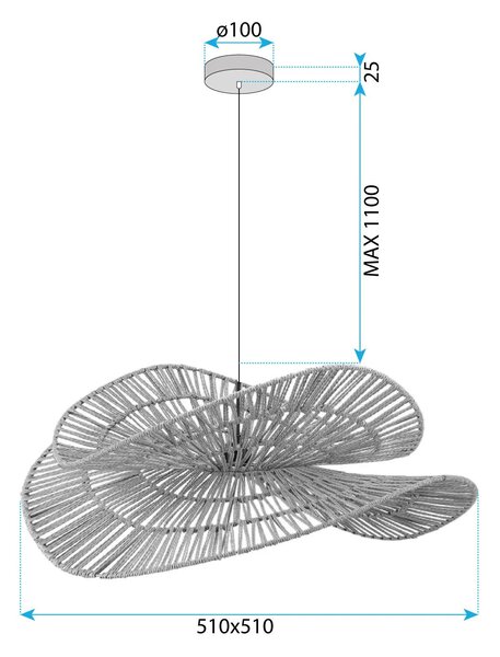 ΚΡΕΜΑΣΤΟ ΦΩΤΙΣΤΙΚΟ ΟΡΟΦΗΣ BOHO APP1737-1CP 50CM