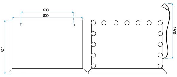 ΚΑΘΡΕΦΤΗΣ ΤΟΙΧΟΥ LED HOLLYWOOD Black 80x60