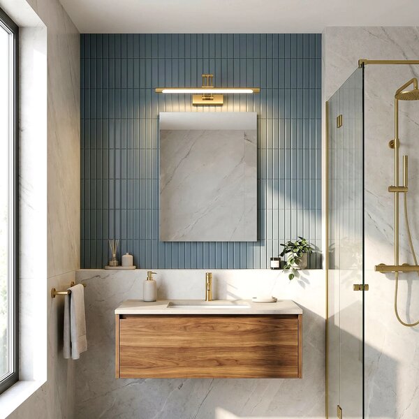 Επιτοίχο φωτιστικό μπάνιου LED SWE022-1W 42cm Brush Gold