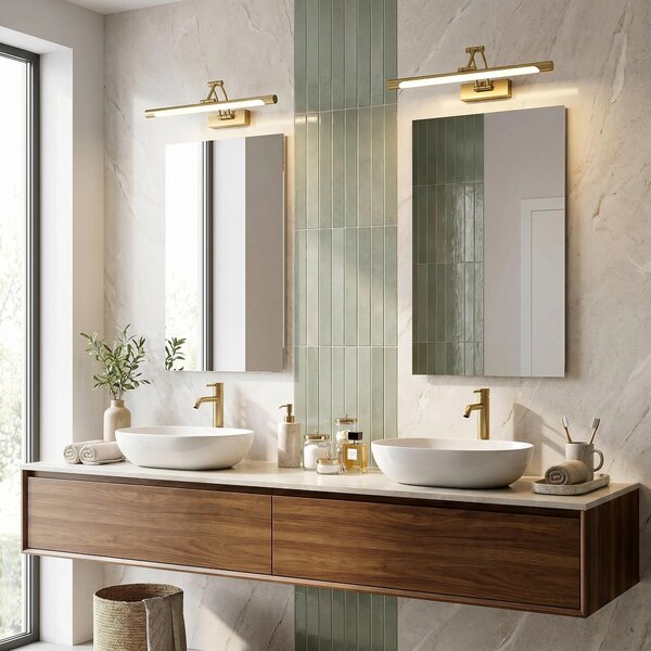 Επιτοίχο φωτιστικό μπάνιου LED SWE022-1W 42cm Brush Gold
