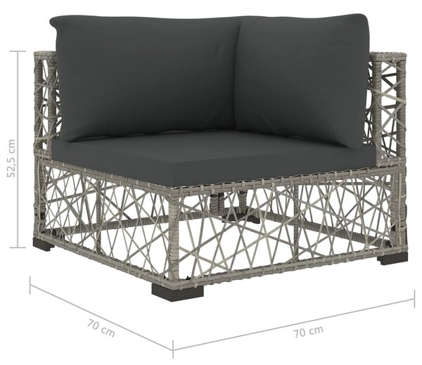 VidaXL Σαλόνι Κήπου 6 Τεμαχίων Γκρι από Συνθετικό Ρατάν με Μαξιλάρια
