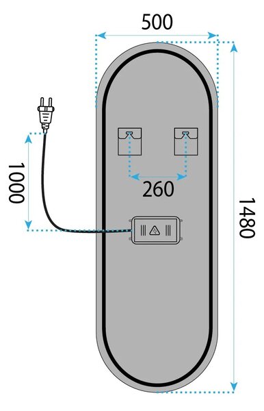 ΚΑΘΡΕΦΤΗΣ ΤΟΙΧΟΥ LED 150x50cm MOL-OV