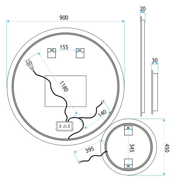 ΚΑΘΡΕΦΤΗΣ ΤΟΙΧΟΥ LED R-9045 90cm + 45cm