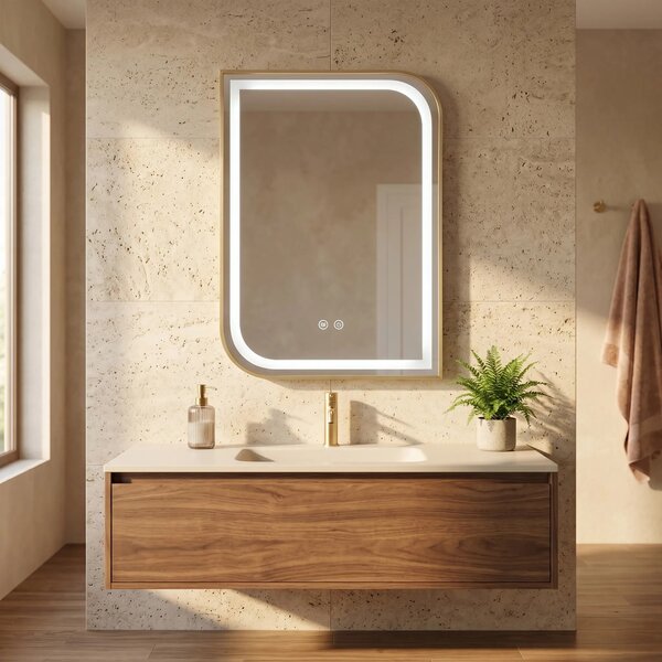 ΚΑΘΡΕΦΤΗΣ ΤΟΙΧΟΥ LED ZONE 80X60 GOLD BRUSH