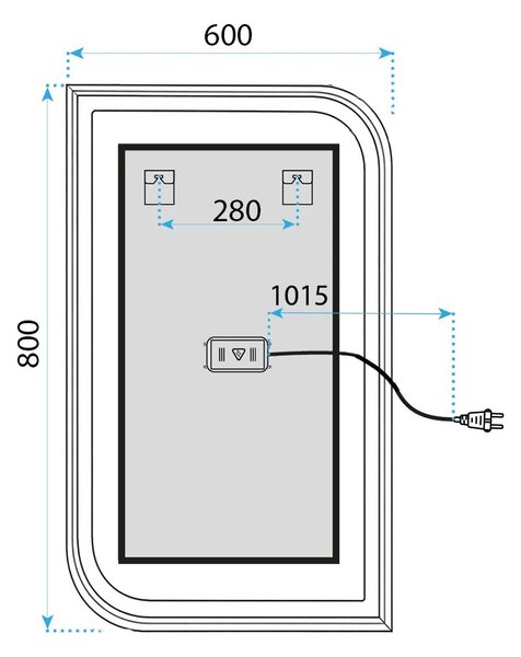 ΚΑΘΡΕΦΤΗΣ ΤΟΙΧΟΥ LED ZONE 80X60 BLACK
