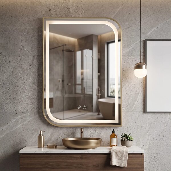 ΚΑΘΡΕΦΤΗΣ ΤΟΙΧΟΥ LED ZONE 80X60 GOLD BRUSH