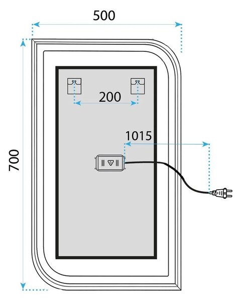 ΚΑΘΡΕΦΤΗΣ ΤΟΙΧΟΥ LED ZONE 70X50 BLACK