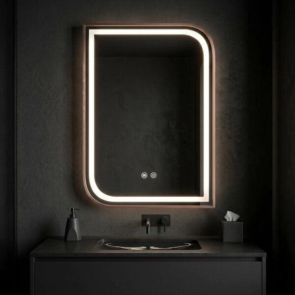 ΚΑΘΡΕΦΤΗΣ ΤΟΙΧΟΥ LED ZONE 80x60 BRUSH ROSE GOLD