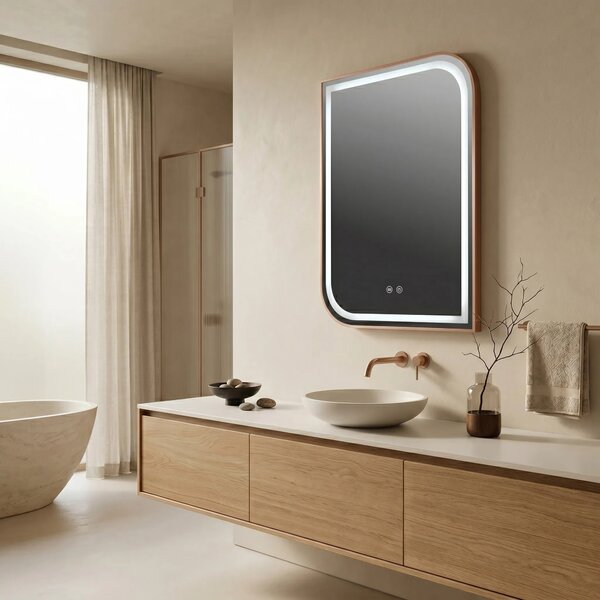 ΚΑΘΡΕΦΤΗΣ ΤΟΙΧΟΥ LED ZONE 80x60 BRUSH ROSE GOLD