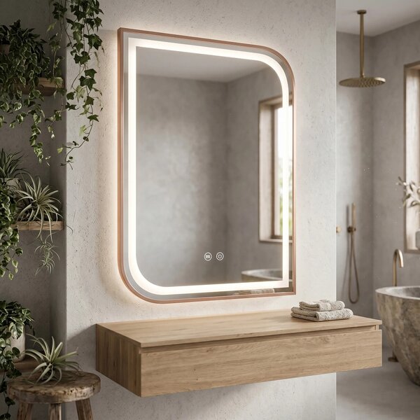 ΚΑΘΡΕΦΤΗΣ ΤΟΙΧΟΥ LED ZONE 80x60 BRUSH ROSE GOLD