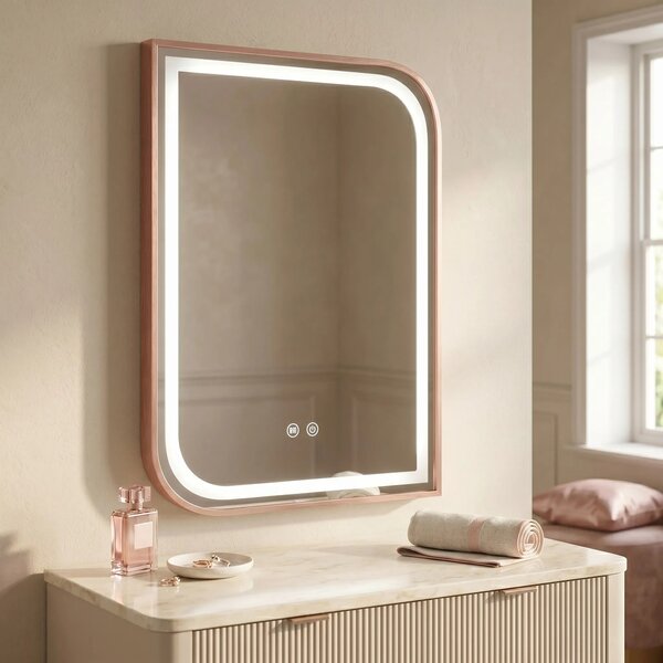 ΚΑΘΡΕΦΤΗΣ ΤΟΙΧΟΥ LED ZONE 80x60 BRUSH ROSE GOLD