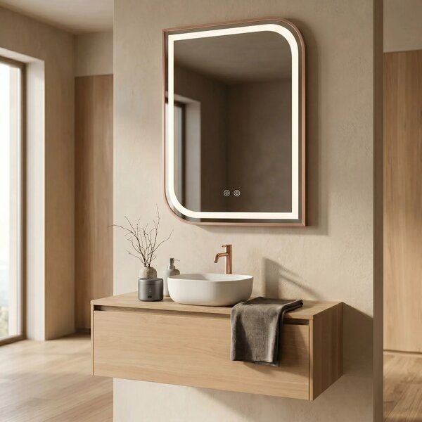 ΚΑΘΡΕΦΤΗΣ ΤΟΙΧΟΥ LED ZONE 80x60 BRUSH ROSE GOLD