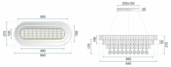 Κρυστάλλινο κρεμαστό φωτιστικό οροφής LED 102W, τηλεχειριστήριο APP417-CP
