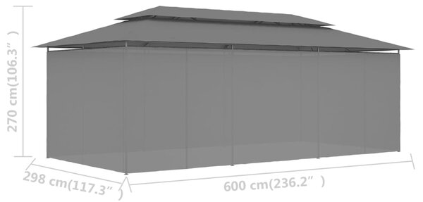 VidaXL Κιόσκι με Κουρτίνες Ανθρακί 600 x 298 x 270 εκ