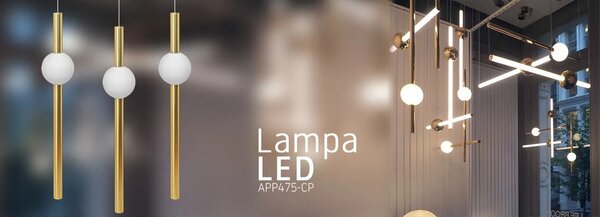 Μακρύ κρεμαστό φωτιστικό οροφής LED APP475-CP Gold