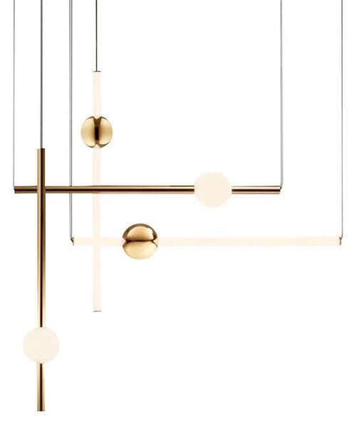 Μακρύ κρεμαστό φωτιστικό οροφής LED APP475-CP Gold