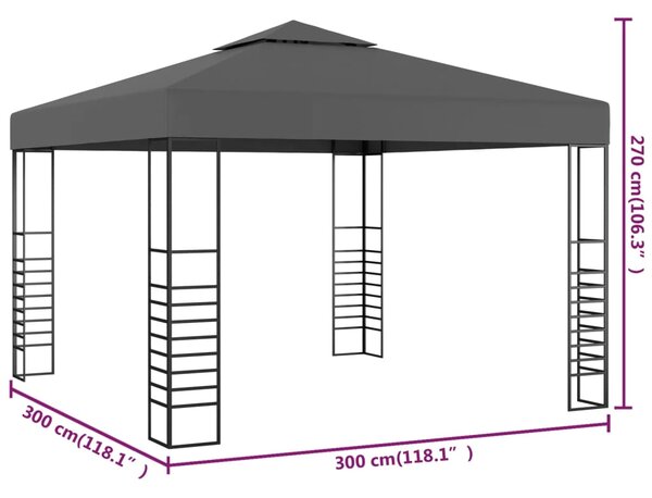 VidaXL Τέντα Εκδηλώσεων Κήπου Ανθρακί 3 x 3 μ