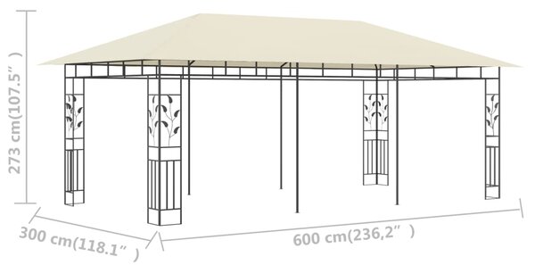 VidaXL Κιόσκι με Αντικουνουπικό Δίχτυ Κρεμ 6x3x2,73 μ