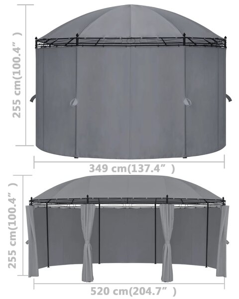 VidaXL Κιόσκι με Κουρτίνες Ανθρακί 520 x 349 x 255 εκ