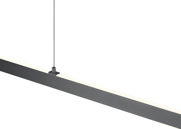 HELL Κρεμαστό φωτιστικό LED Karo, ανθρακί, μήκος 130 cm, μέταλλο, CCT, ρυθμιζόμενος, Μαύρο, Σαλόνι / τραπεζαρία, Μέταλλο, σύγχρονο