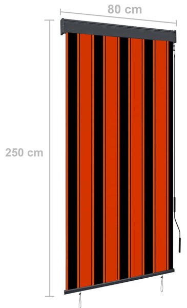 VidaXL Στόρι Σκίασης Ρόλερ Εξωτερικού Χώρου Πορτοκαλί/Καφέ 80x250 εκ