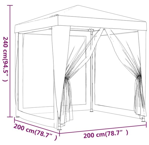 VidaXL Τέντα Εκδηλώσεων με 4 Τοιχώματα με Δίχτυ Λευκή 2 x 2 μ