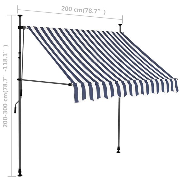 VidaXL Τέντα Συρόμενη Χειροκίνητη με LED Μπλε / Λευκό 200 εκ