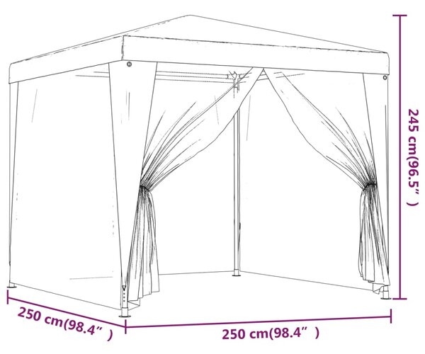 VidaXL Τέντα Εκδηλώσεων με 4 Τοιχώματα με Δίχτυ Λευκή 2,5 x 2,5 μ