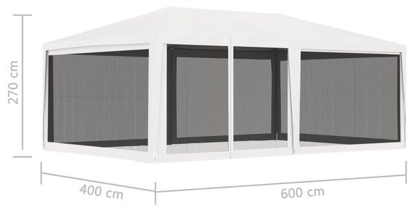 VidaXL Τέντα Εκδηλώσεων με 4 Τοιχώματα με Δίχτυ Λευκή 4 x 6 μ