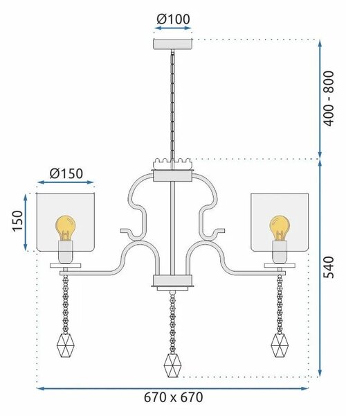 Κρεμαστό φωτιστικό με κρύσταλλα APP958-5CP