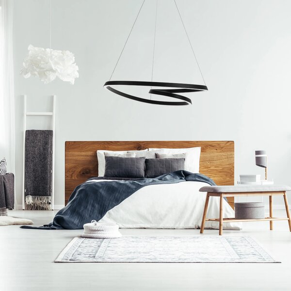 Κρεμαστό φωτιστικό οροφής LED Loop + Τηλεχειριστήριο APP796-cp Μαύρο