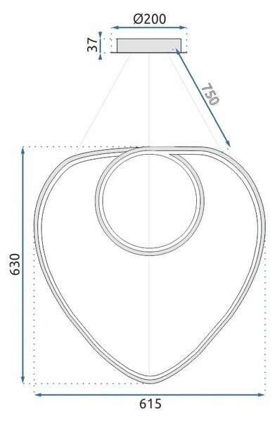 Κρεμαστό φωτιστικό οροφής LED Loop + Τηλεχειριστήριο APP798-cp Chrome