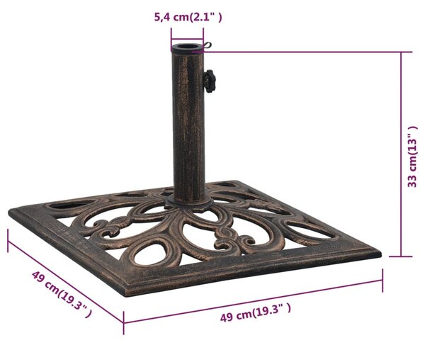 VidaXL Βάση Ομπρέλας Μπρονζέ 12 κ. 49 εκ. από Χυτοσίδηρο