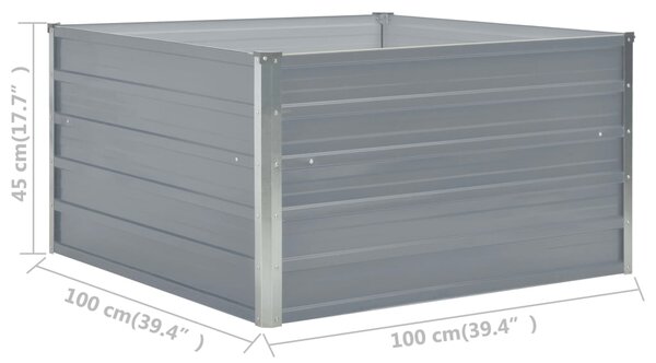 VidaXL Ζαρντινιέρα Ψηλή Γκρι 100 x 100 x 45 εκ. Γαλβανισμένος Χάλυβας